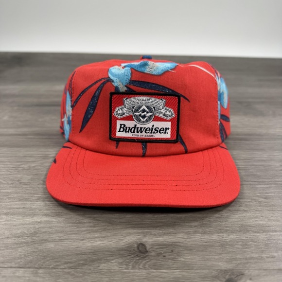 Billabong Other - Budweiser Hat Cap Snap Back Red Floral Billabong Advertising Patch Mens Organic